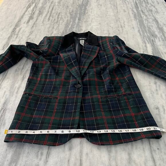Sag Harbor Vintage Plaid Suit Jacket Blazer Metallic Holiday Woman Size 8 - Picture 11 of 12